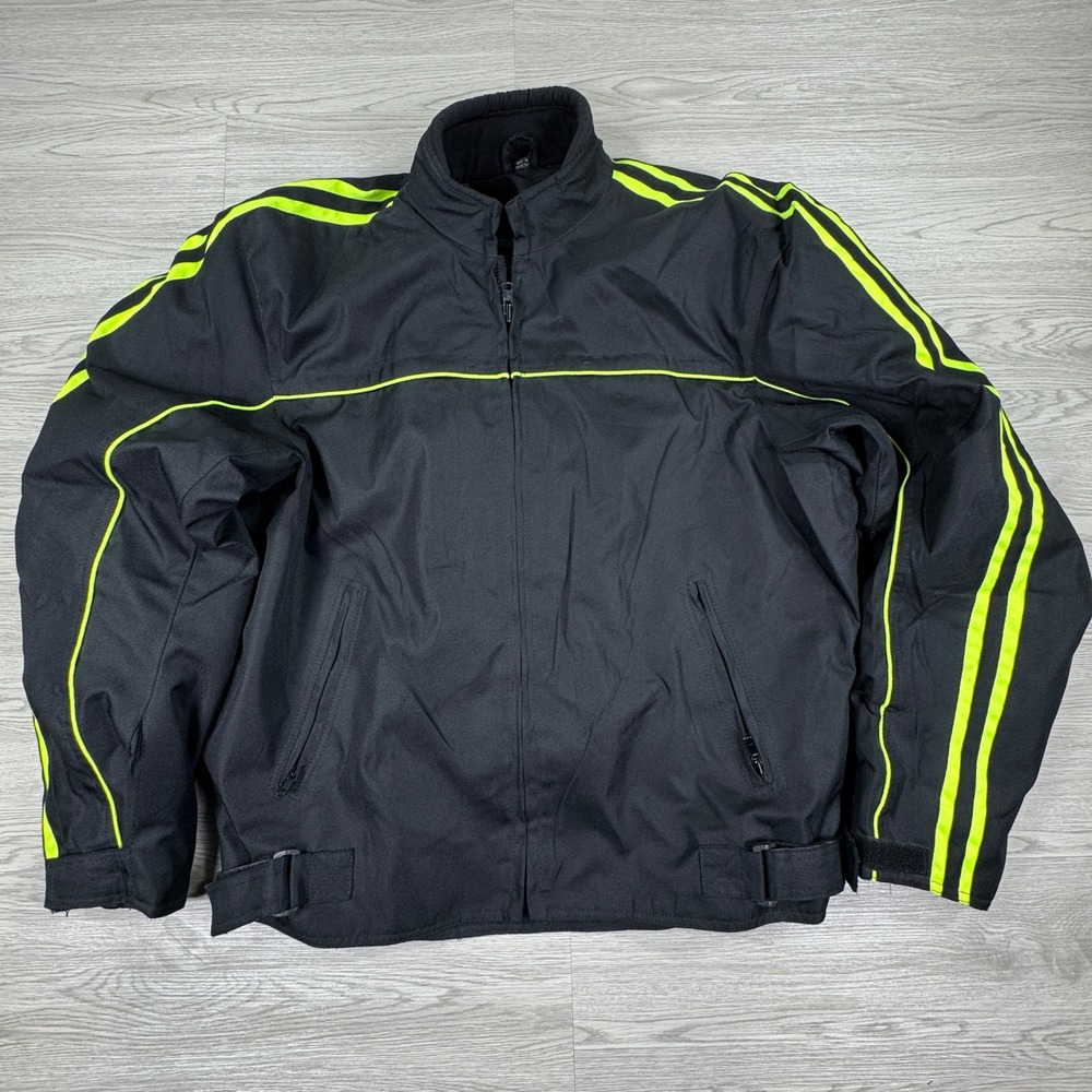 Vance Leathers Mens Motorcycle Jacket Black Neon Yellow XXL Padded Racing Liner